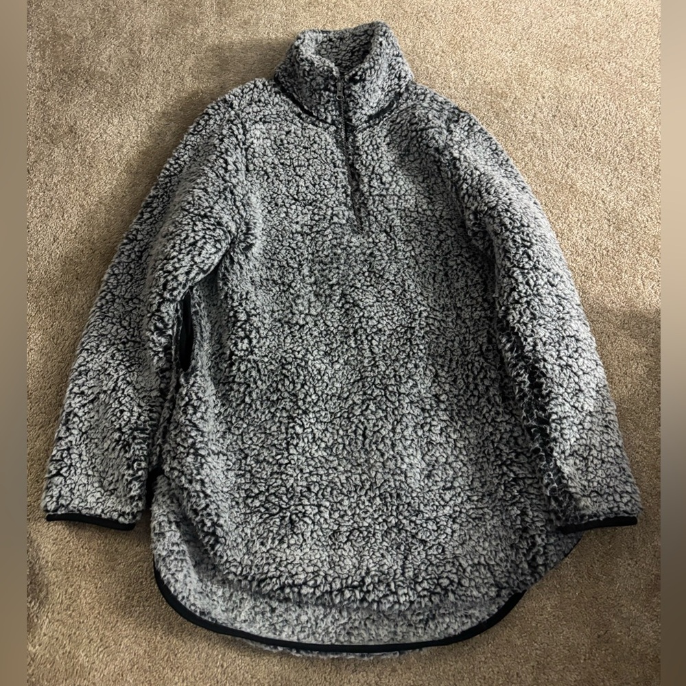 Terra & Sky Heathered Black and Grey Sherpa Quarter Zip